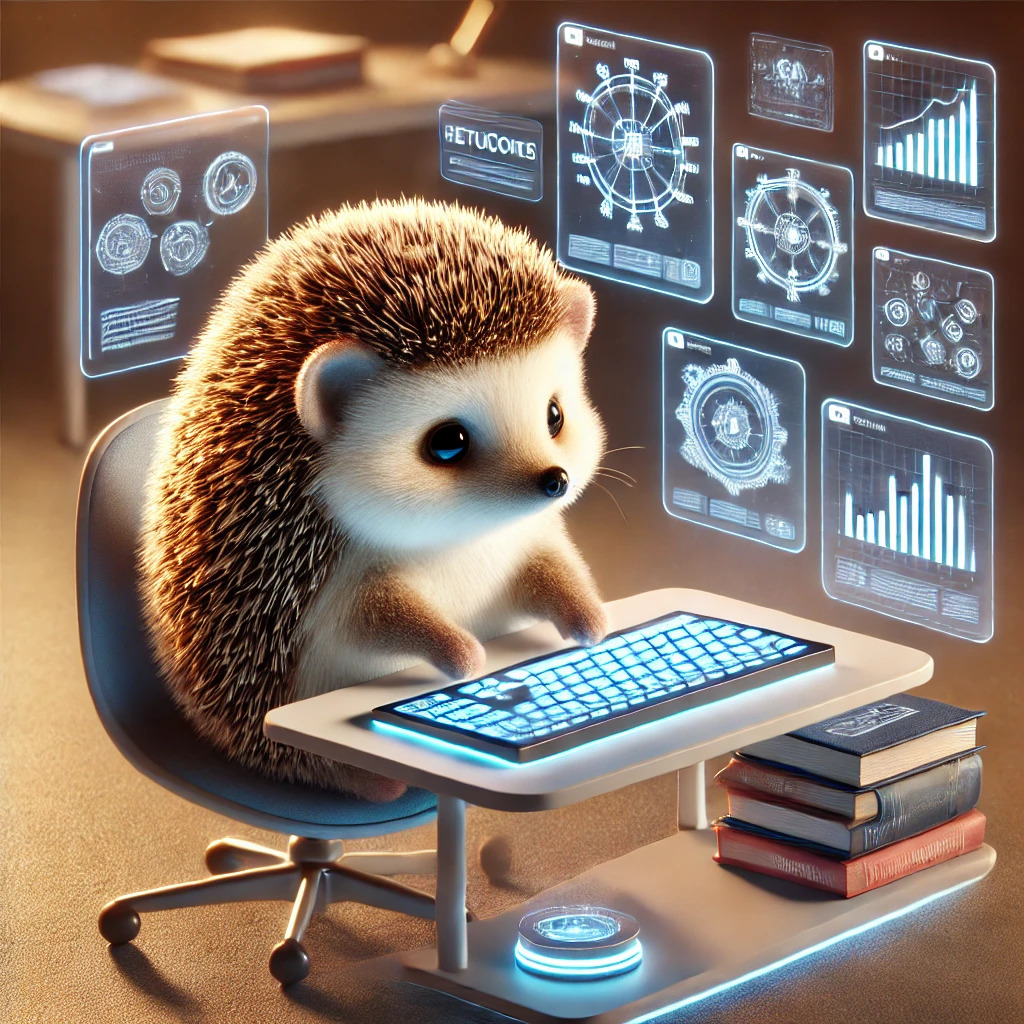 Hedgehog at a keyboard